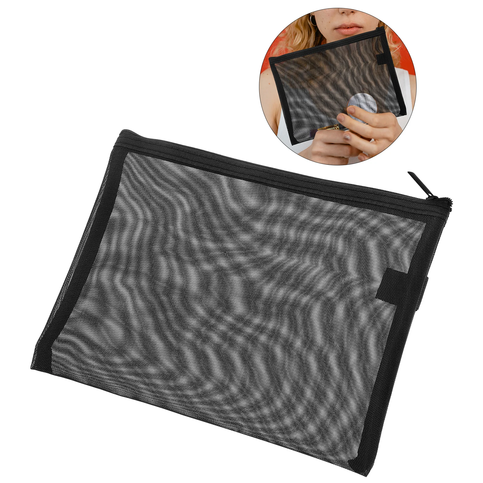 2pcs Makeup Organizer Bag Portable Bags for Women Lipstick Nylon Pouch Mesh Zipper Travel Toiletry Storage