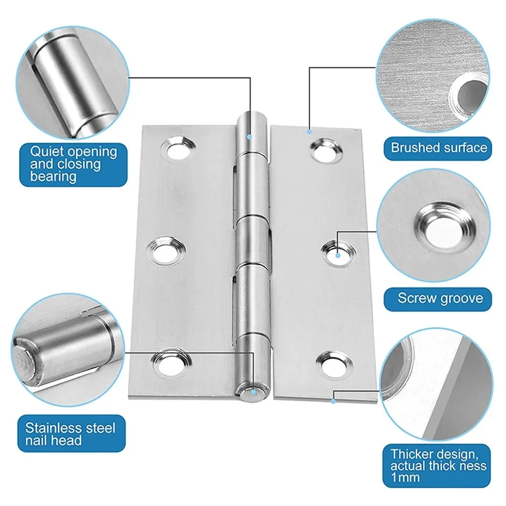 20PCS Door Hinge Stainless Steel Flat Hinges Window Cabinet Hinges Door Connector Bookcase Wooden Box Furniture Hardware