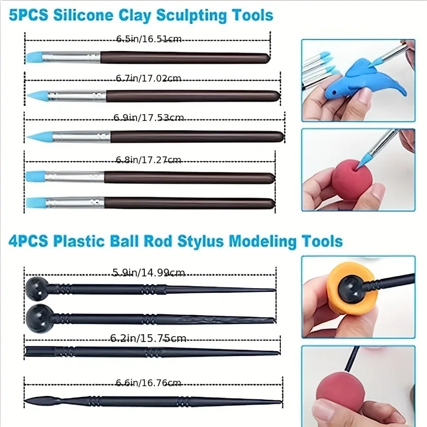 36Pcs DIY Art Ceramic Tools Set Dot Drill Pen Soft Clay Engraving Knife Painting Texture Pen Craft Ball Stick Polymer Clay Tool