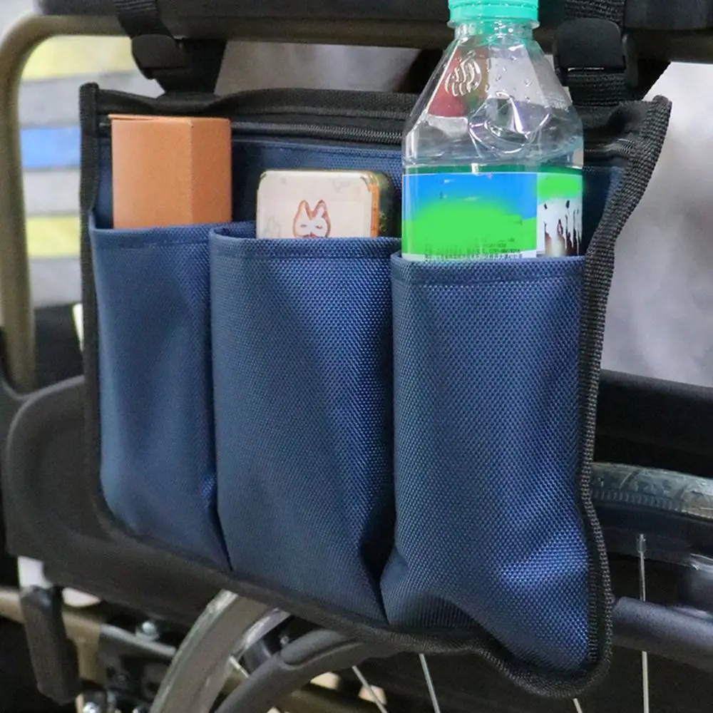 

Multi-pocket Wheelchair Armrest Storage Bag Waterproof Large Capacity Wheelchair Hanging Bag with Buckle Folding