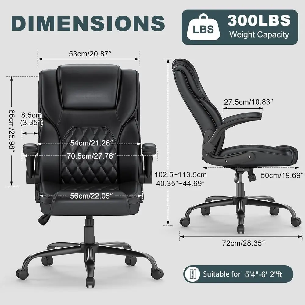 Executive Oice Chair, Comy Ergonomic Computer Desk Chairs with lip-up Armrests, Lumbar Support, High Back, 360° Swivel and Rocki