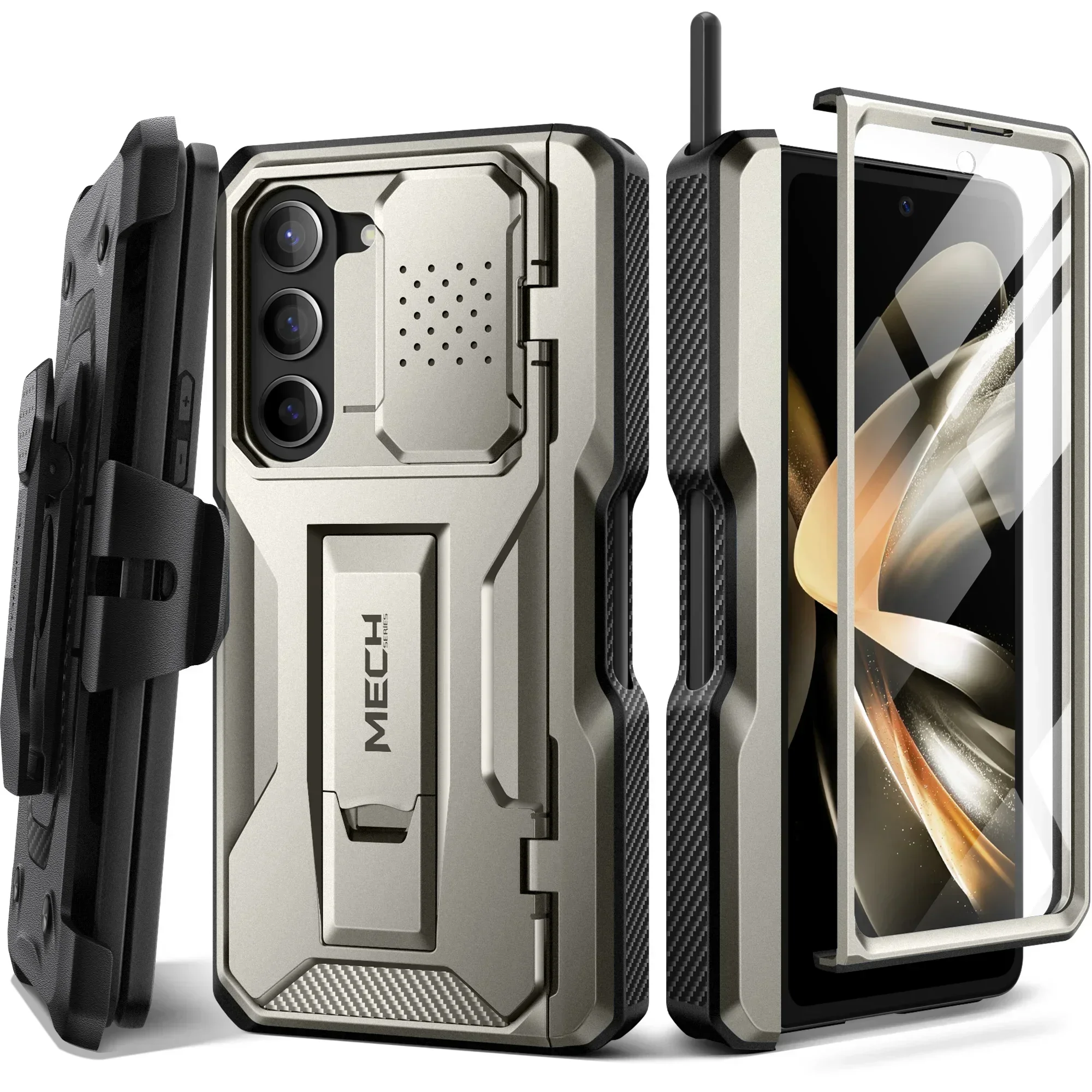 TONGATE for Samsung Galaxy Z Fold 5 Case Full-Body Rugged Hinge Protection Case with Belt-Clip Camera Cover Screen Protector