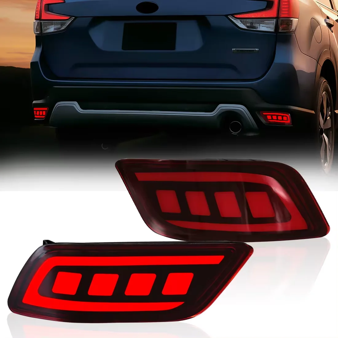 

Car LED Rear Bumper Lamps For Subaru Forester 2019 - 2023 Brake Light Turn Signal Backup Reflector Lamp Taillights Fog lamps