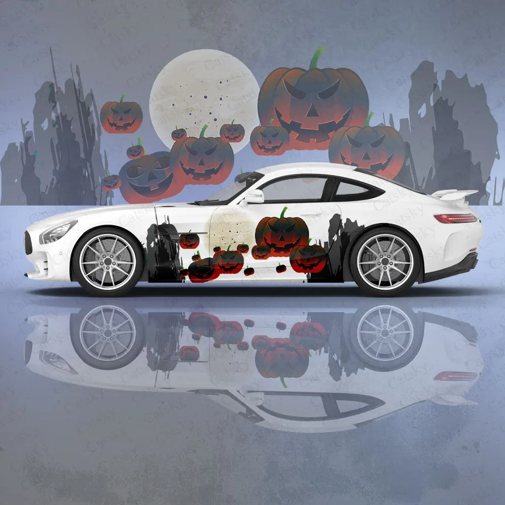 

Halloween Pumpkin Spider Web Car Vinyl Wraps Decal Self-adhesive PVC Sticker Suitable for Trucks SUV Decor Auto Accessories Gift