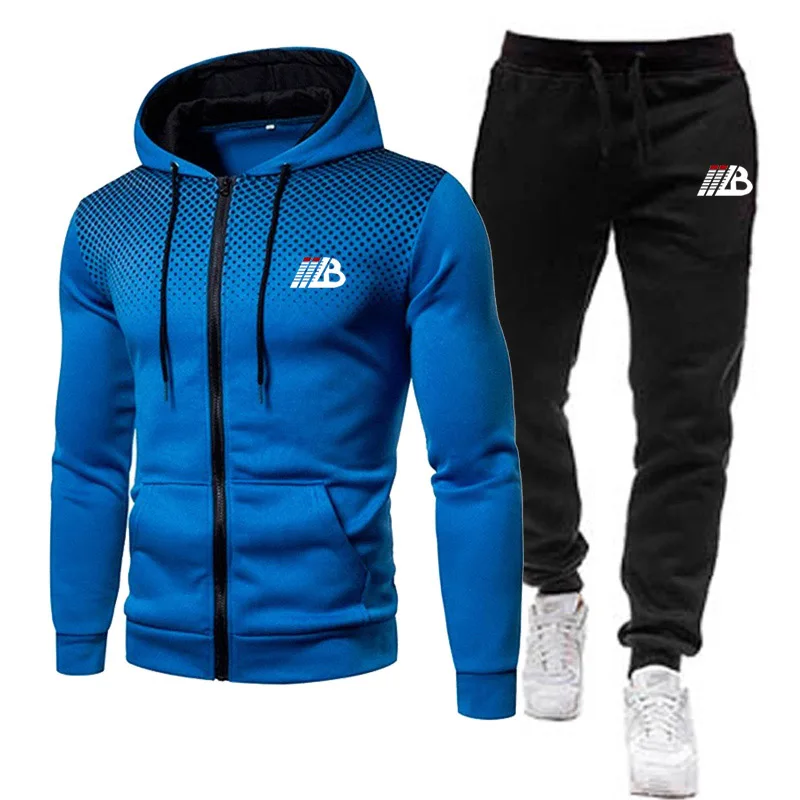 Men\'s Sportswear Fashion Men Clothing Sports Suits Jogging Gyms Tracksuit Zip Hoodies+Pants 2Pcs Sets Jogger Running Suit