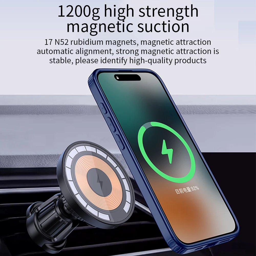 حافظة شحن لاسلكية مغناطيسية من Magsafe ، حافظة لهاتف آيفون 15 برو ماكس و 15 Plus ، غطاء درع متين