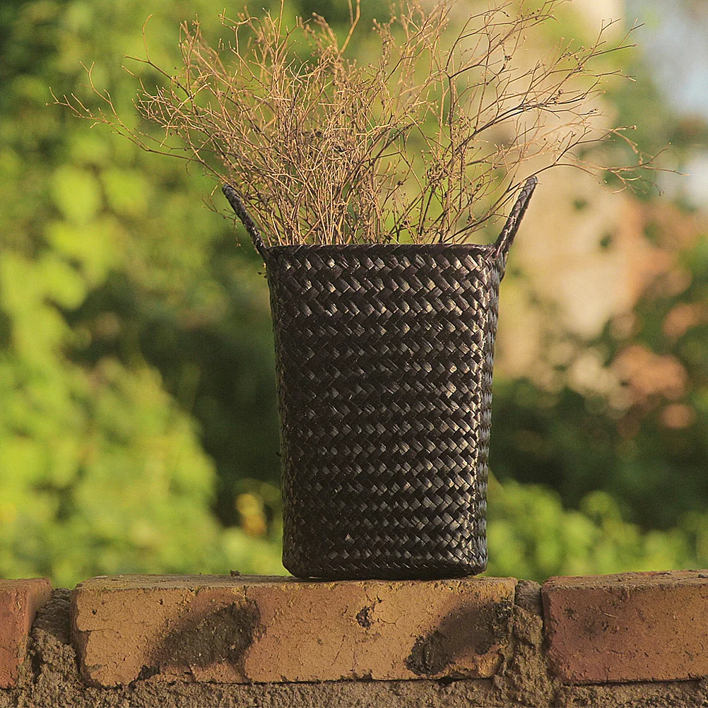 

Wicker Rattan Basket Black S Size Simulated Rattan Storage Basket For Kids Towels Blankets Laundry Bedroom Bathroom