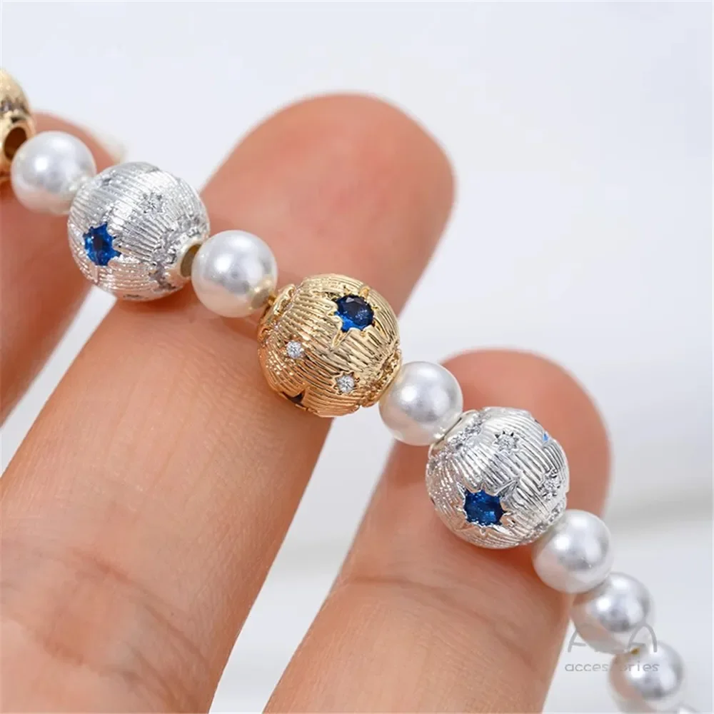Z452 14K Gold-plated Zirconium Beads Accessories Large-hole Bucket Beads Hand-strung Pearl Necklaces Bracelets Diy Materials