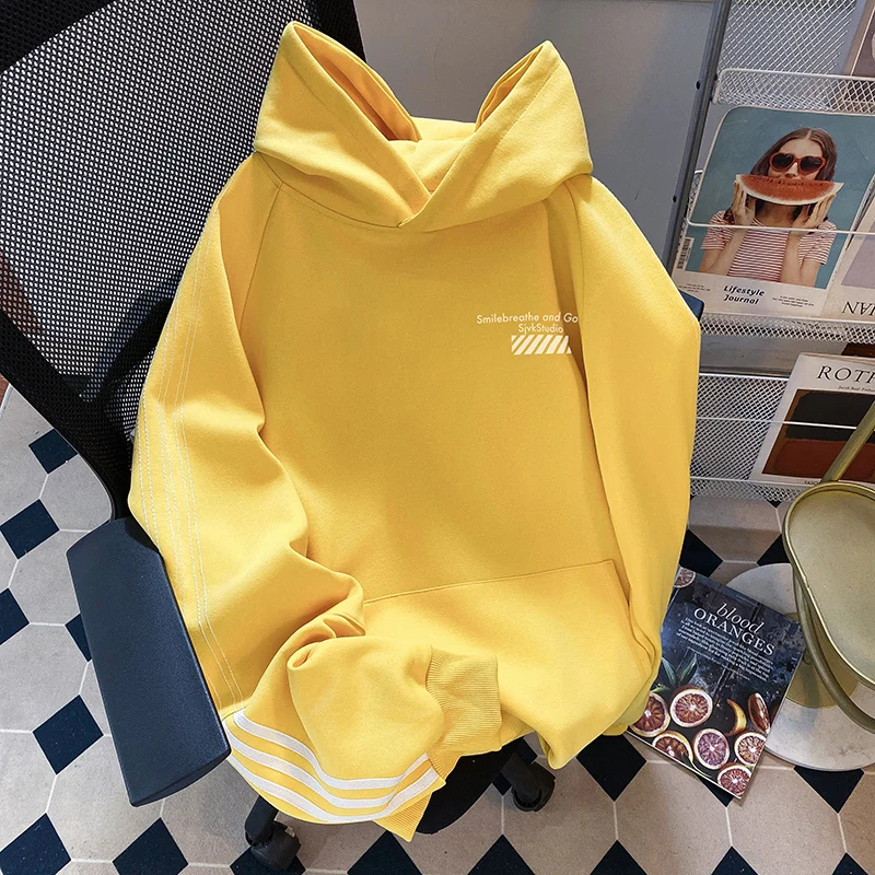 American Trendy Brand Dopamine Yellow Hooded Sweatshirt for Women Spring and Autumn Thin Loose Lazy Style Casual Design Jacket