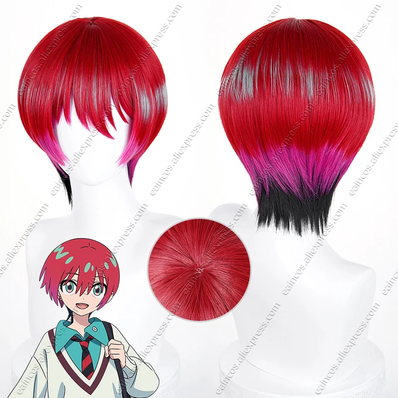 

Amate Yuzuriha Cosplay Wig 33cm Red Mixed Color Short Heat Resistant Synthetic Hair