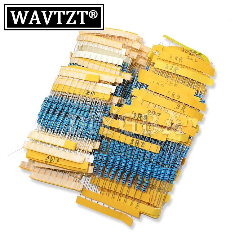 1300PCS/Set 1% Metal Film Resistors 130 Values X 10Pcs 1/2W 0.5W Assorted Pack Kit Set Lot Resistors Assortment Kits  + Box