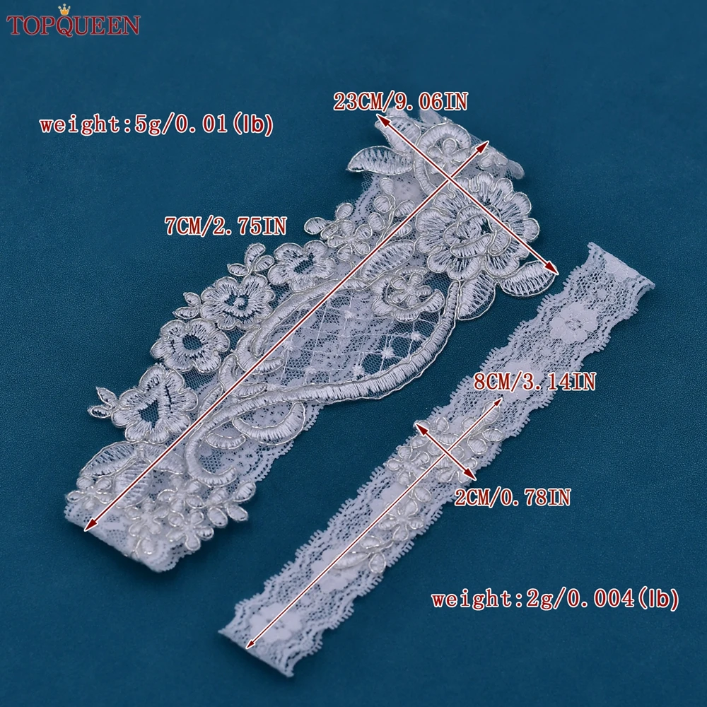 TOPQUEEN 신부 섹시 레이스 플라워 웨딩 가터, 화이트 허벅지 다리 가터 링, 웨딩 액세서리, 여성 허벅지 링 벨트, ST03