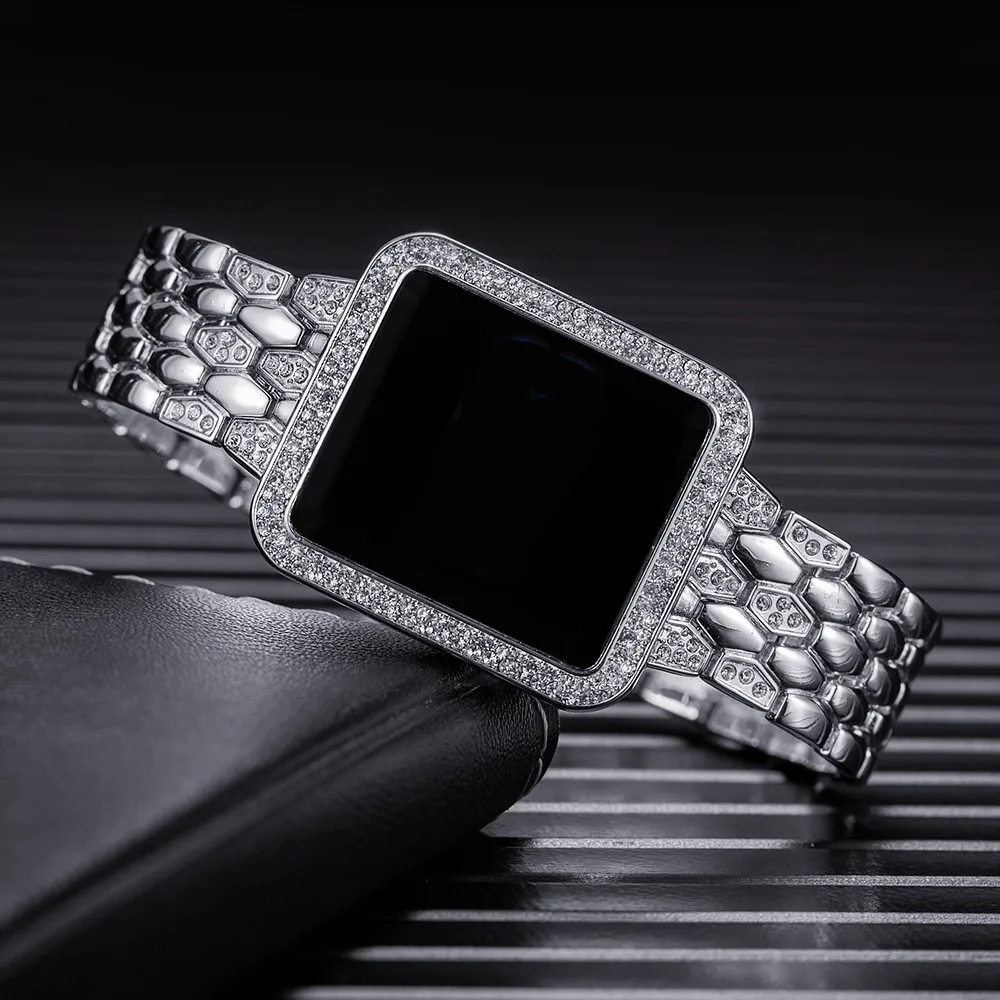 Luxury Fashion Women Digital Watch Alloy Strap Elegant Ladies Electronic Watch Square Rhinestone Dial Female Bracelet Wristwatch