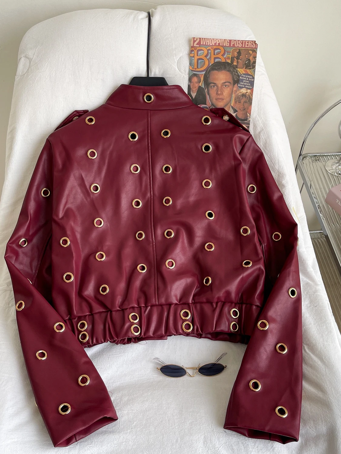 Cool Faion ort Leather Jaet Cappotto lungo da donna con cerniera lunga con colletto alla coreana, design ad anello in metallo scavato, cappotto piccante per ragazza