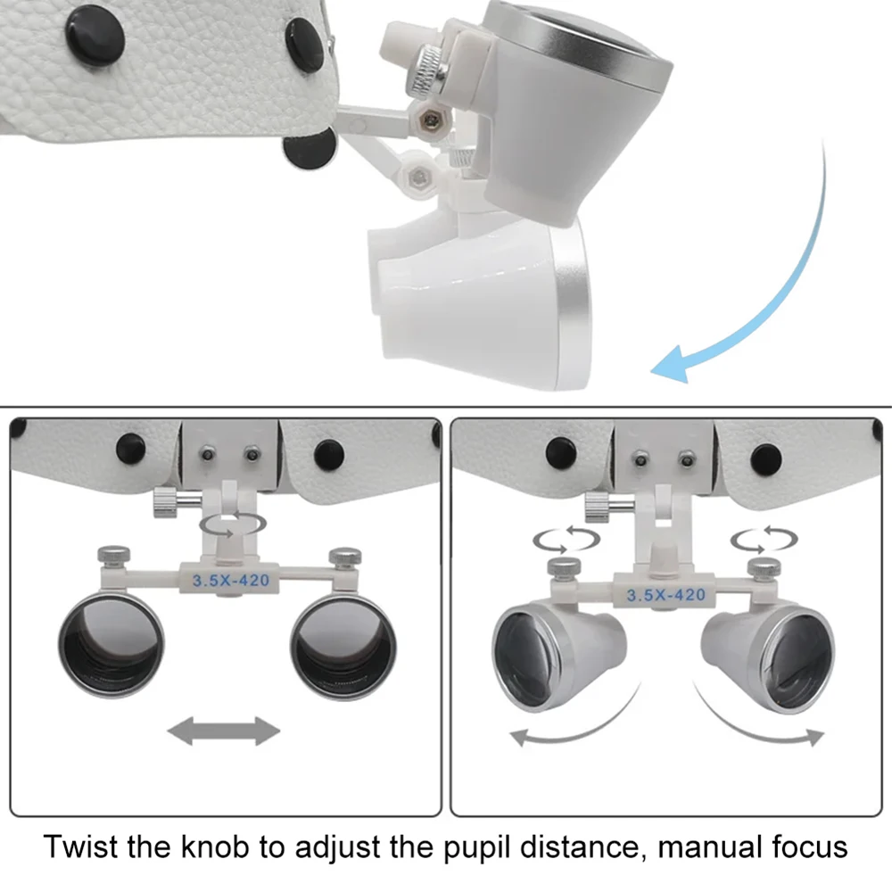 Dental Head Mounted Style Magnifier 2.5X/ 3.5X Ultra-light Weight Optical Loupes 320-420mm Magnifying Glass for Dental Surgery