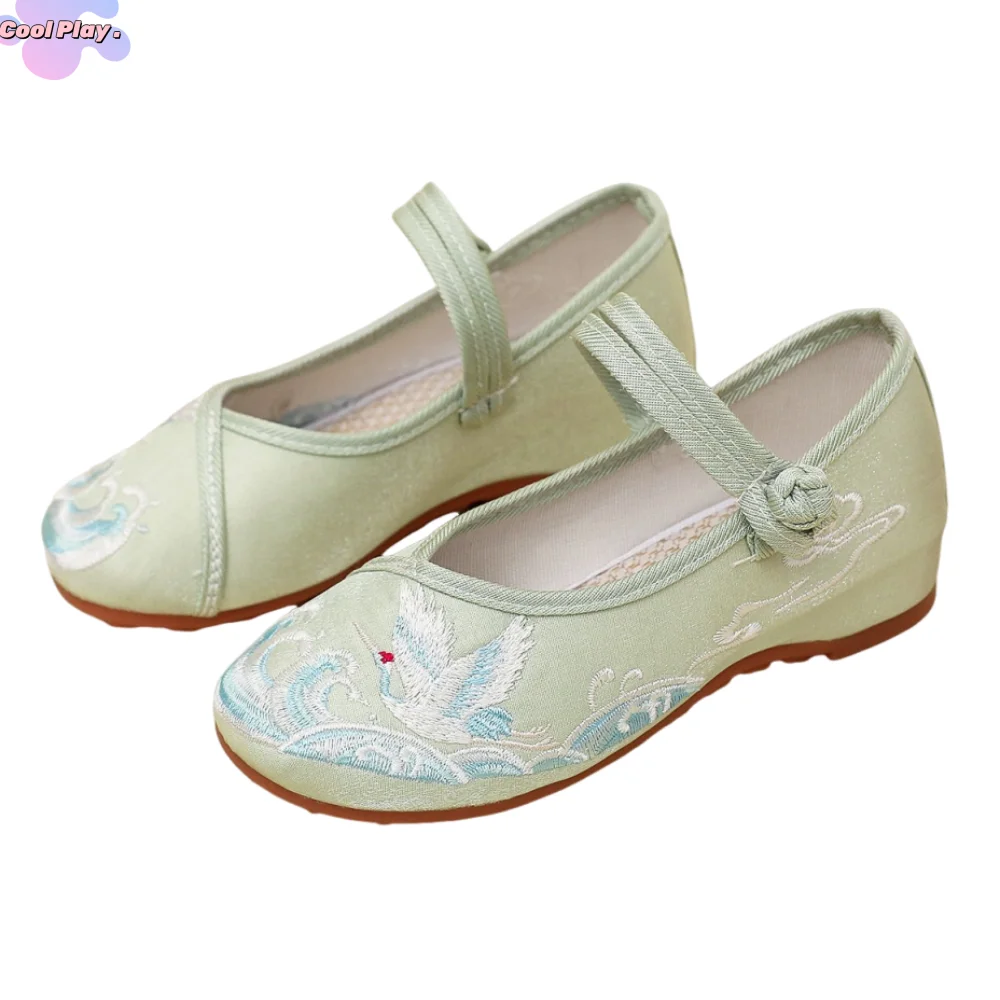 

Chinese Style Girls' Dancing Shoes Wear Resistant Soft Sole Embroidered Cloth Shoes Non-slip Breathable Ancient Dress Up Shoes
