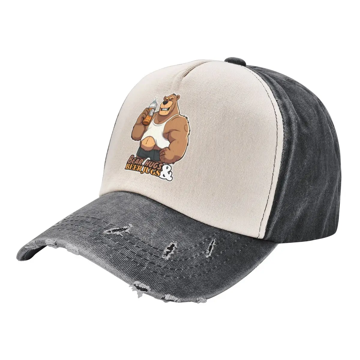 Bear hugs and beer jugs Gay Bear Baseball Cap Streetwear Big Size Hat black funny hat Hats For Women Men's