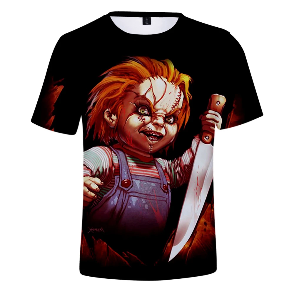 Camiseta de película de terror Chucky para hombre, jersey para mujer, disfraz de Anime japonés, camiseta para adolescentes, ropa de calle Harajuku, camisetas