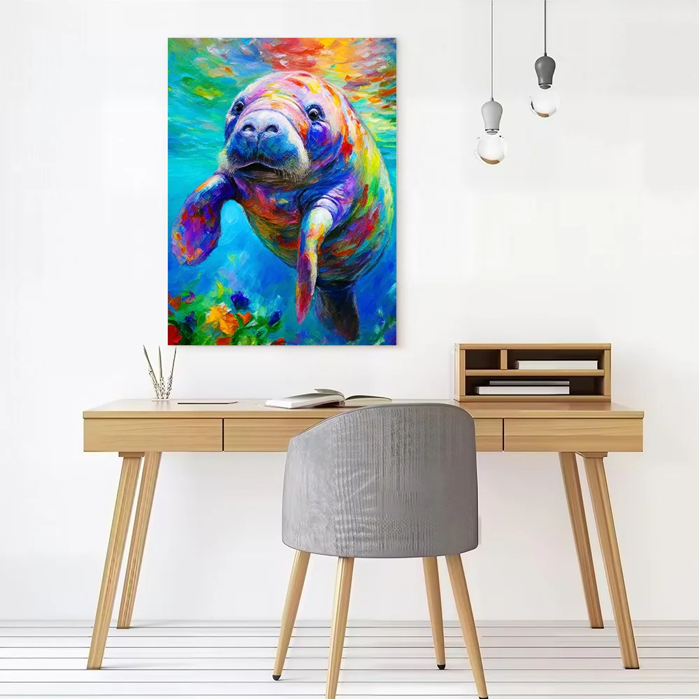 Colorful Manatee Painting Canvas Wall Arts Poster Customizable Pictures Printing for Room Modern Home Decoration Ornaments Art