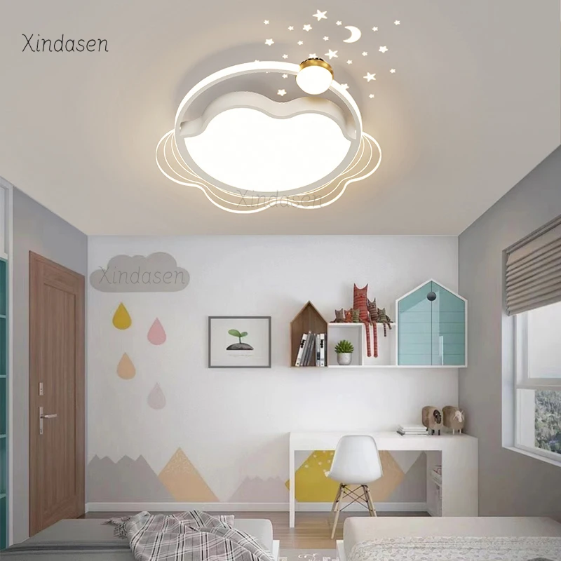 

White Clouds led Ceiling Lights Kids Room Boy Girl Nursery Study Starry Night Ceiling Chandelier Bedroom Lamp люстра потолочная