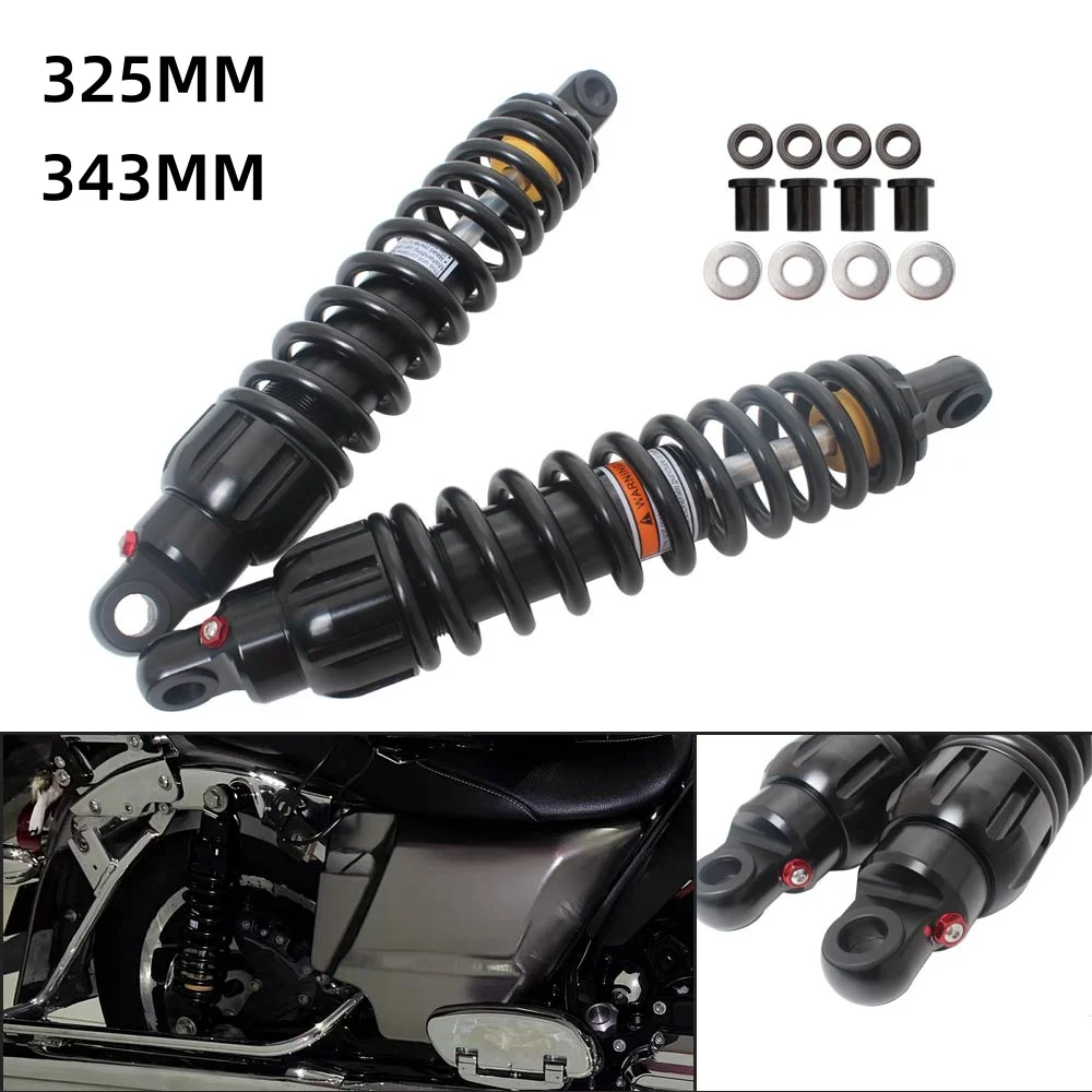 325/343MM tylne zawieszenie amortyzator sprężynowy akcesoria motocyklowe dla Harley Touring Sportster 883 1200 Honda Yamaha Suzuki