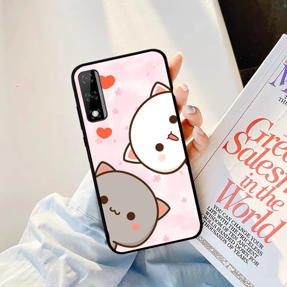 Cartoon Peach Mochi Cat Phone Case For Huawei Y9 6 7 5 Prime Enjoy 7s 7 8 Plus 7a 9e 9plus 8E Lite Psmart Shell