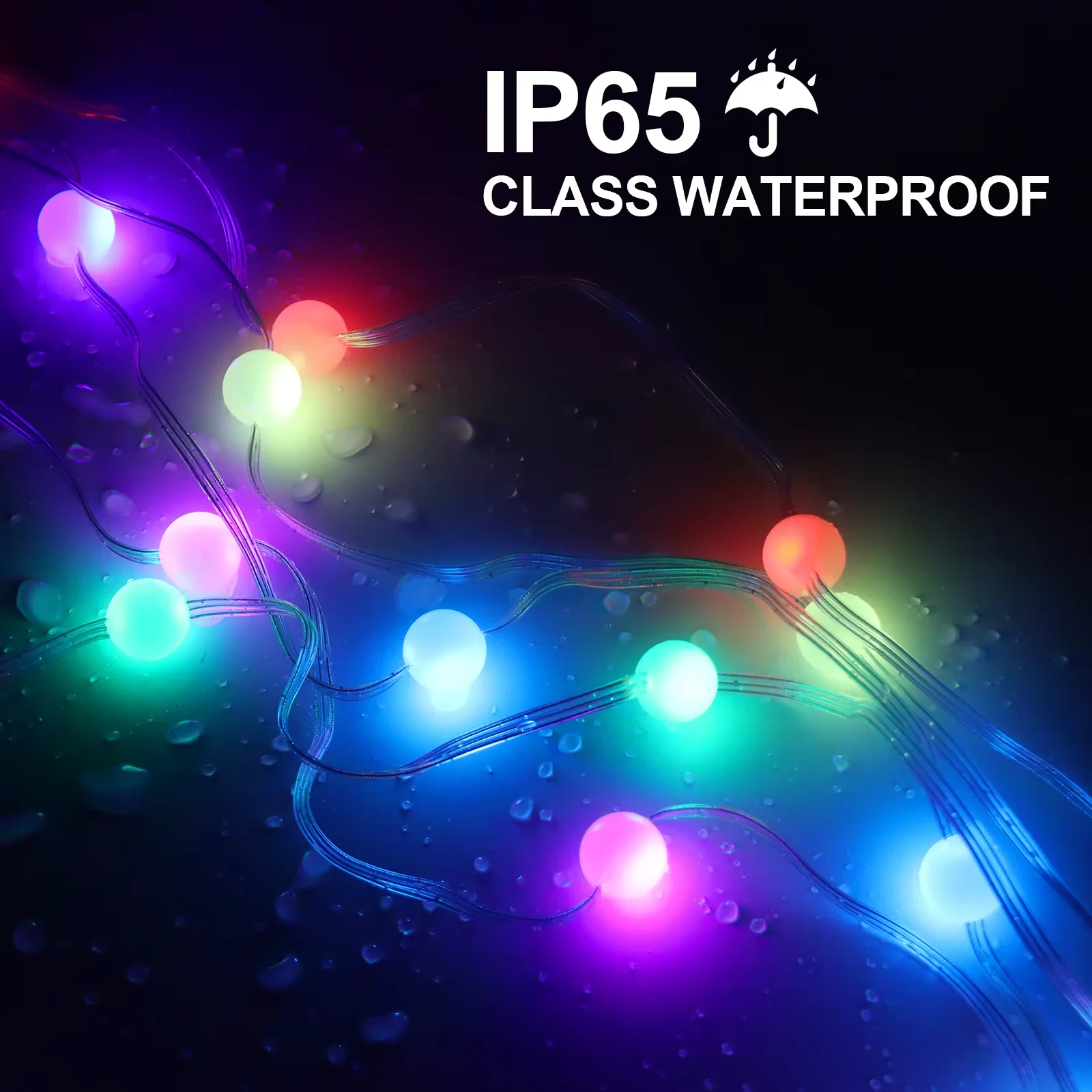 LED Round Ball String RGBIC  5V USB Bluetooth APP Music Controller Dream Color Light Waterproof Outdoor Decoration 5M/10M