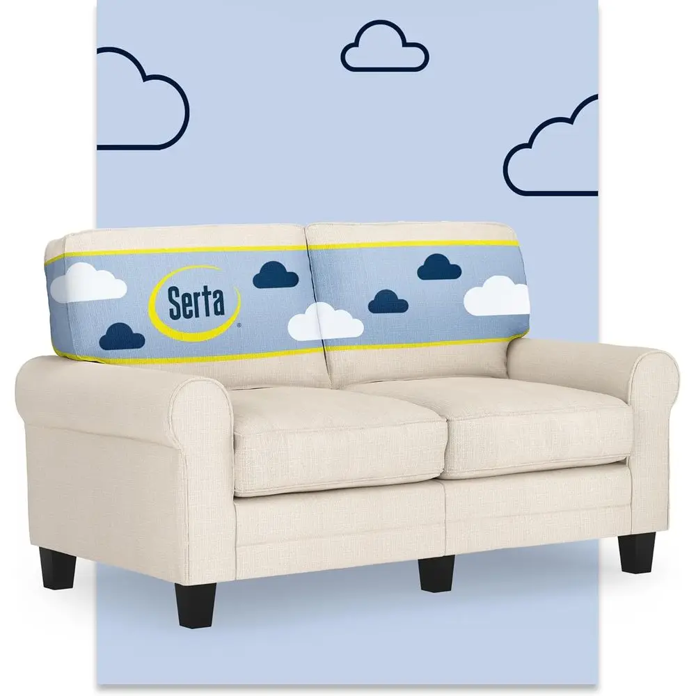 

61 Small Loveseat Sofa with Rolled Arms, Coil Seat Cushions, Removable Covers, Polyester Upholstery for Living Room, Bedroom, or