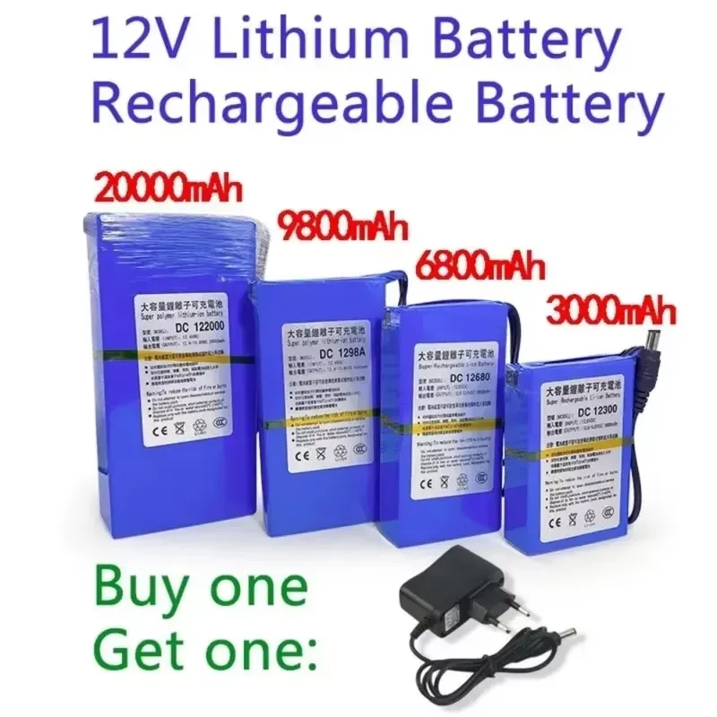 2025 Rechargeable Li-ion Battery, High Capacity AC Charger, 4 Traffic Development Types, New, DC 12V, 6800-20000 mAh