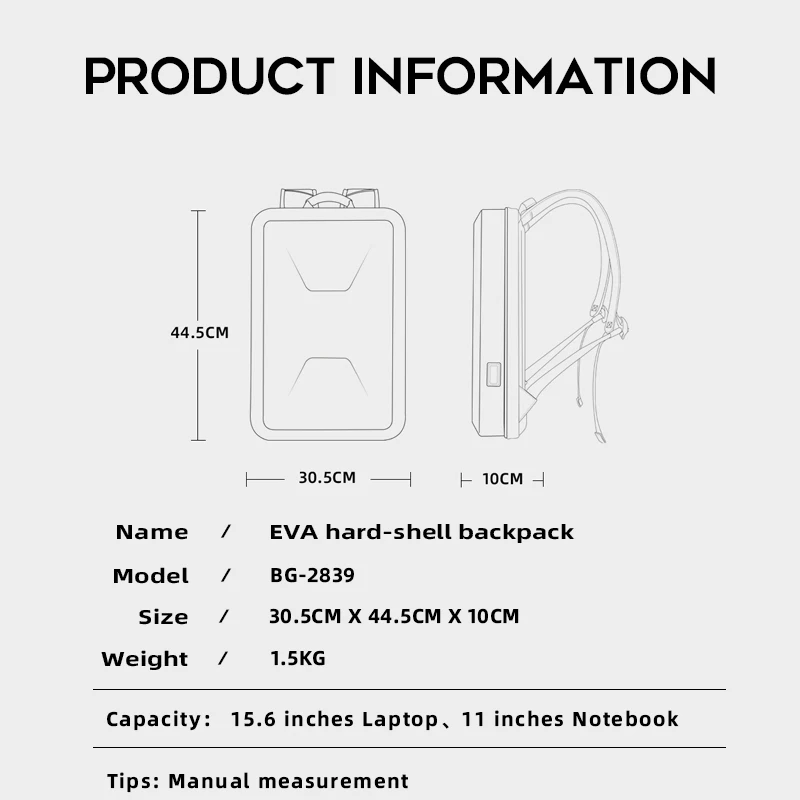 BANGE Fashion Multifunction Hard Shell Series Backpack Men Anti Theft Waterproof Laptop Backpack Business Travel Backpack Passwo