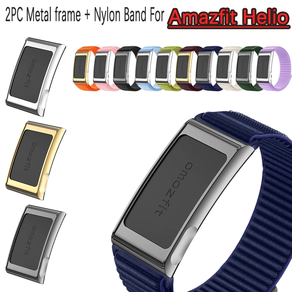 

Нейлоновый ремешок + металлический полый защитный чехол для Amazfit Helio, защита от падений и ударов, металлический полый корпус для Amazfit Helio