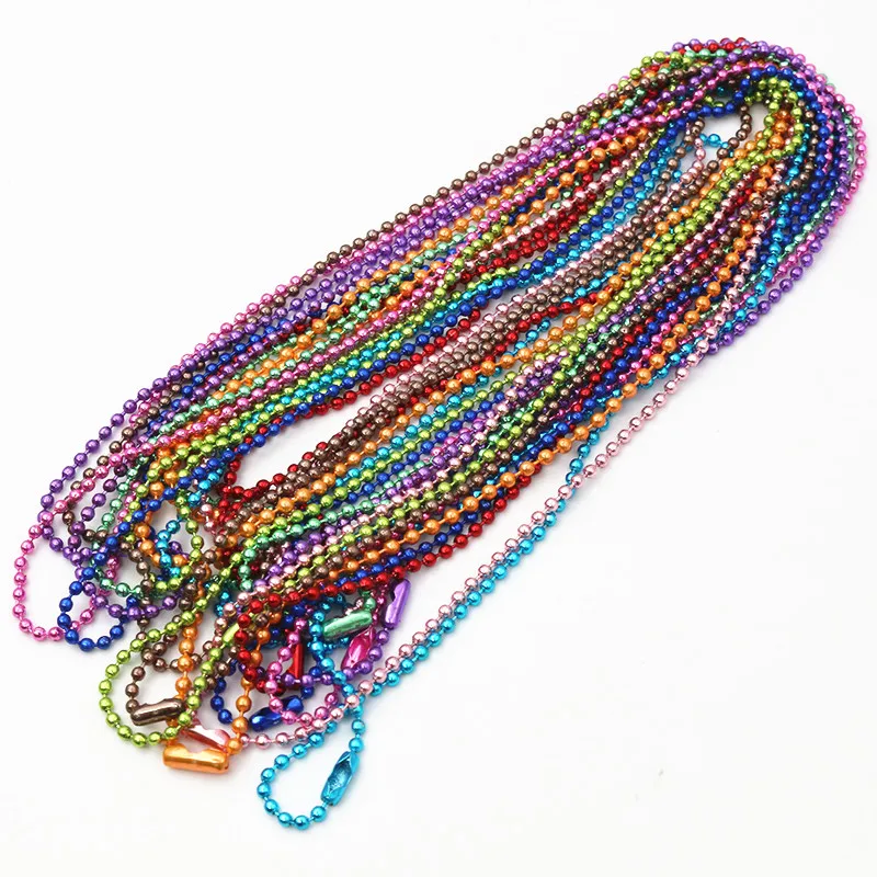 5pcs 1.5 2.0 2.4mm Length 70cm (27.5 inch) 10 Colors Plated Ball Beads Chain Necklace Bead Connector For Charms Base and Tray