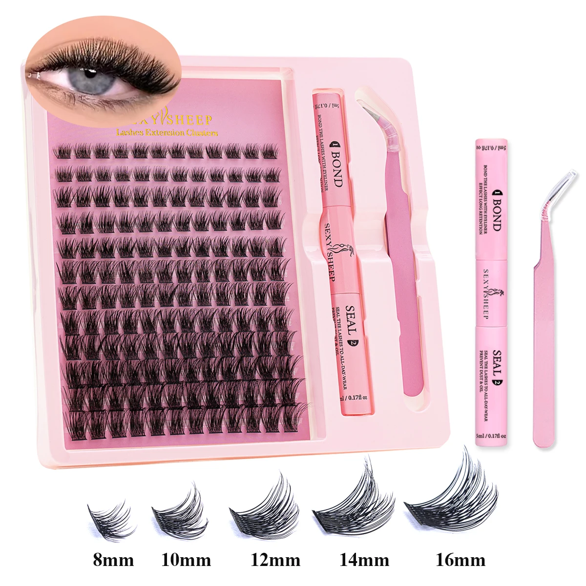 DIY Eyelash Clusters Kit Lash Extensions Lashes Clusters with Lash Bond & Seal Lash แหนบ Eyelashs Extension