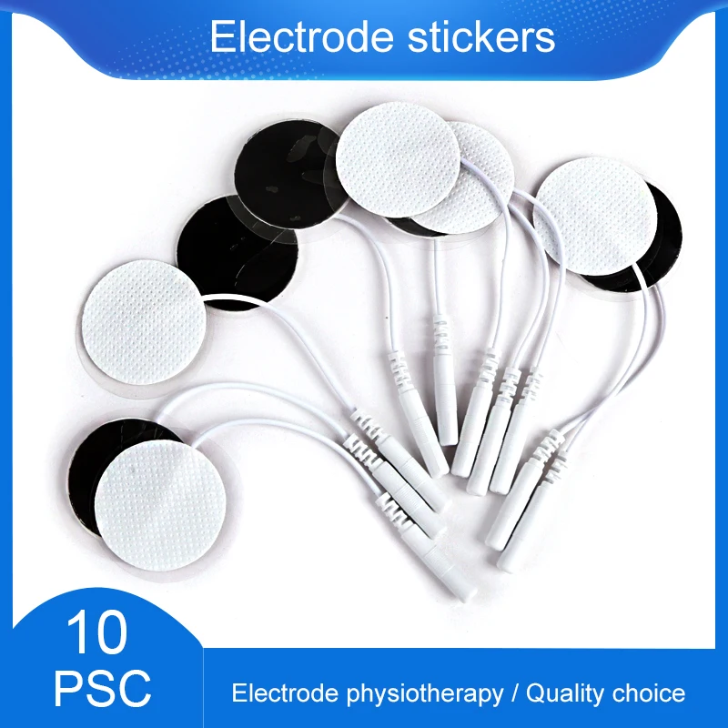 10Pcs Reusable Tens Round Electrode Pad for TENS Acupunctu Unit Therapy 2mm Plug Slimming Electric Body Massager Patch Relax