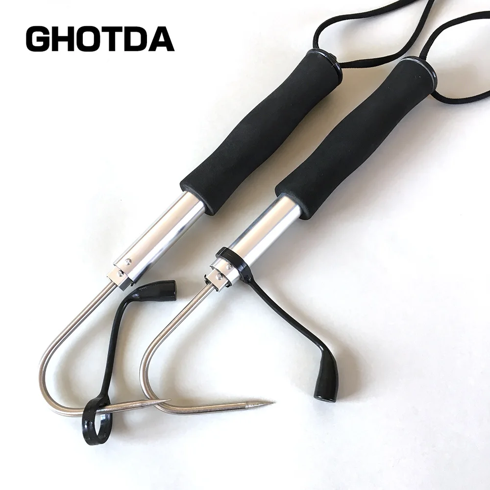 Telescopic Fish Gaff with Stainless Sea Fishing Spear Hook Tackle Soft Handle Aluminium Pole Fishing Accessories 64/89/116cm