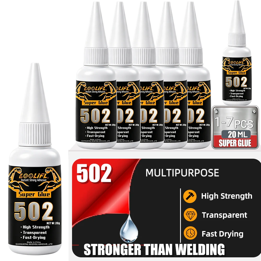 New Extra Strong 502 Super Glue Quick Dry Multi Purpose Instant Bond Adhesive For DIY Handicraft Metal Wood Plastic Repair 20ML