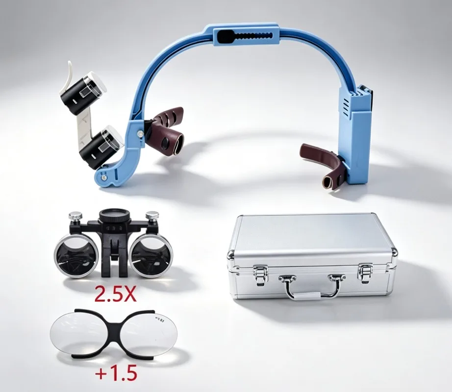 Dental Head-Mounted Magnifying Glass with LED Headlight, High-Definition Surgical Loupes for Orthopedic & ENT Surgery