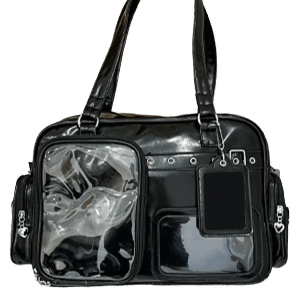 

PU Leather Japanese Crossbody Bag Multi-pocket Design Large Capacity Harajuku Shoulder Bag Simple Zipper Storage