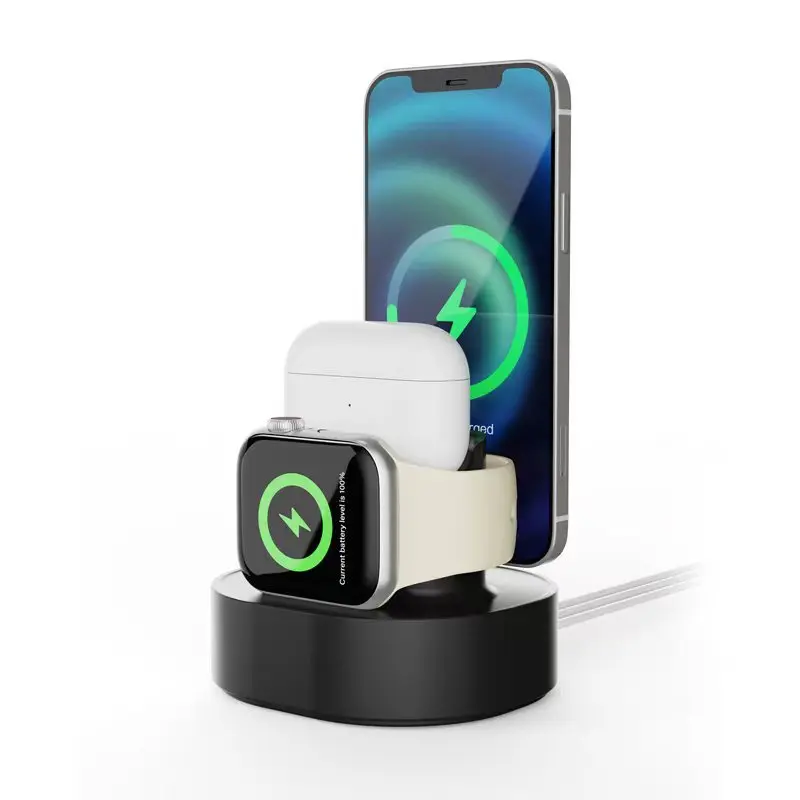 3 in 1 Charger Stand for Apple Watch Dock Station Charging Holder for IWatch Ultra 2/10/9/SE/8/7 Phone Earphone Silicon Bracket