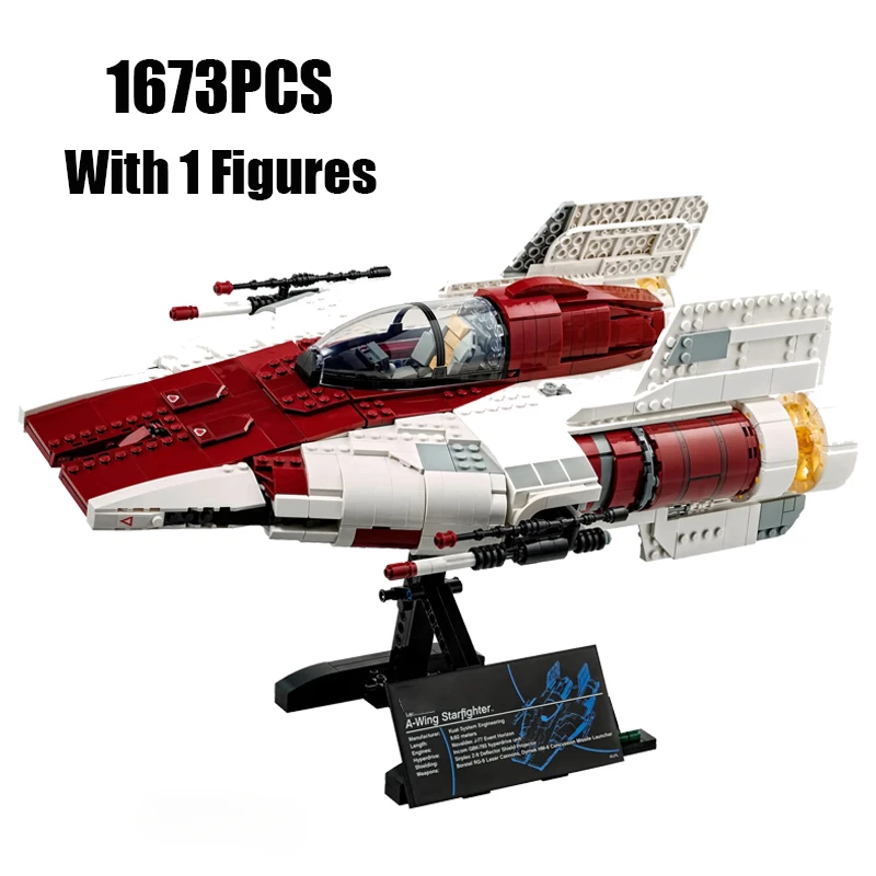 

1673 PCS A-Wing Starfighter Spaceship Building Blocks With 1 Pilot Minifigure Construction Bricks Toy Gift Children Kids