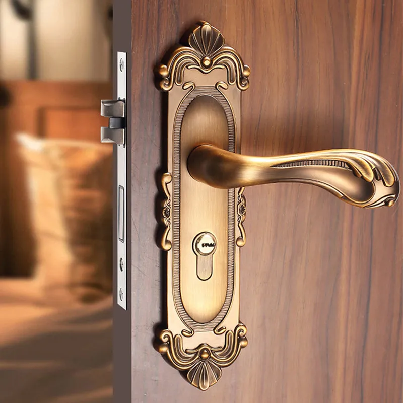 European Zinc Alloy Bedroom Door Locks Indoor Silent Safety Door Lock Double-sided Handles Anti-theft Lock Home Door Hardware