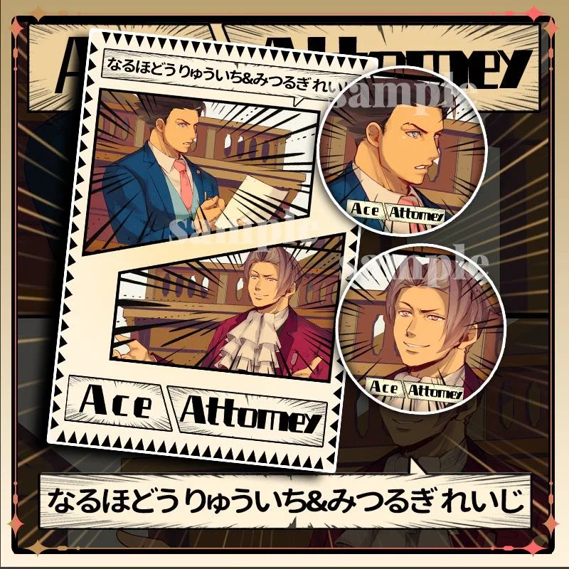 Anime Ace Attorney Phoenix Wright Miles Edgeworth Cosplay Instant Camera Badge Cartoon High Appearance Level Exquisite Delicacy