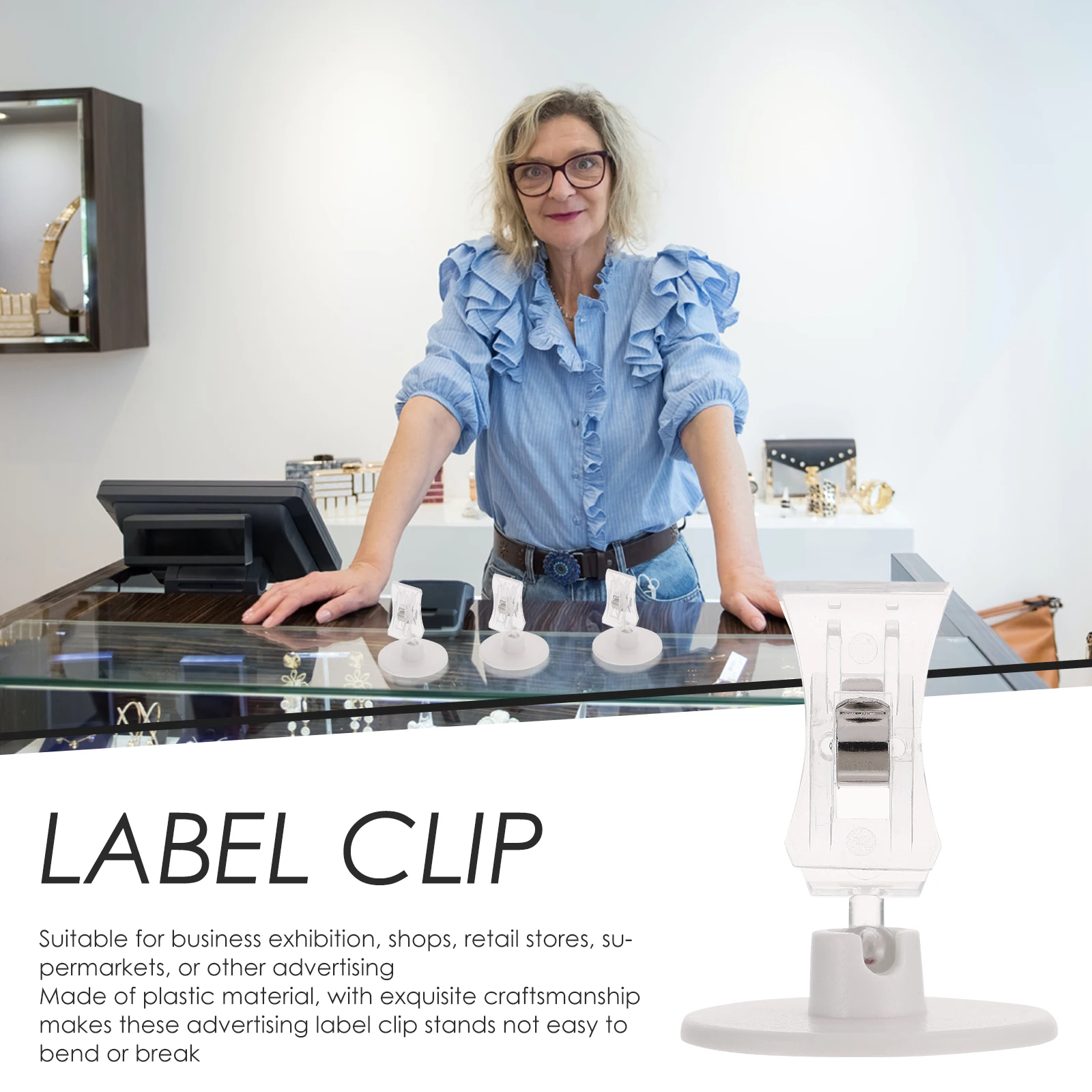 

16 Pcs Rotatable Plastic Label Clips St Lightweight Compact Advertising Clip Tag Holder for Menu Photo Display Shelf