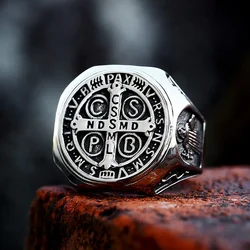 2024 New Updated Design Stainless Steel CSSML Ring For Men Religious Cross CSPB Personality Jewelry Wholesale Gift