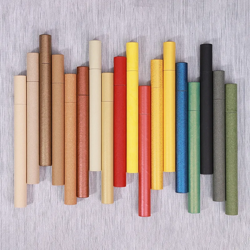 200Pcs/Lot Colorful 20g Incense Storage Box Kraft Paper Sandalwood Line Incense Stick Tube Pear Barreel Accessories Tools