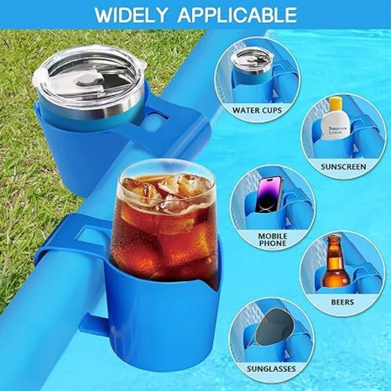 Portavasos portátil para piscina al aire libre, gancho nuevo, sin perforaciones, soporte para bebidas y cerveza, puede contener una variedad de artículos, accesorios de baño, 5 uds.
