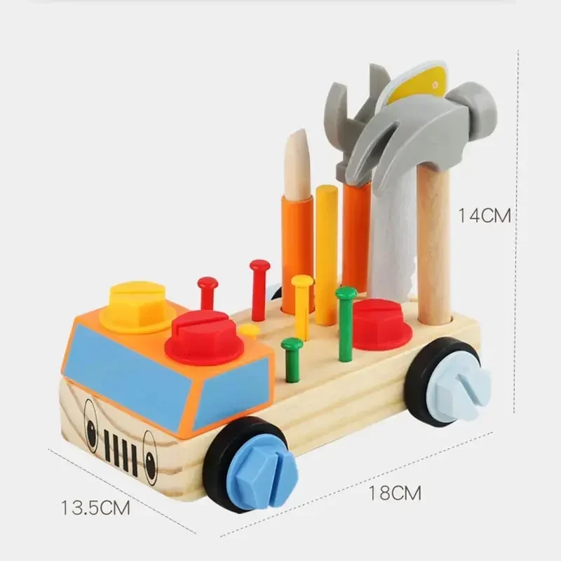Children Toolbox Toy Wooden Pretend Game Puzzle Montessori Disassembly Set Simulation Multifunctional Repair Carpenter Tool Gift
