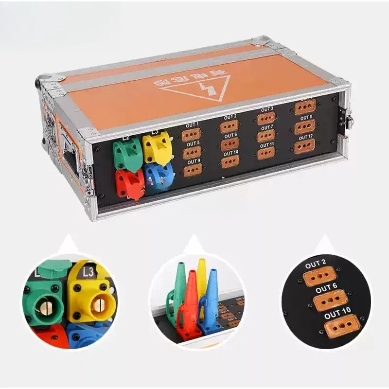 Stage lighting and audio LED large screen power distribution cabinet, power supply through box 12-way bakelite plug-in power
