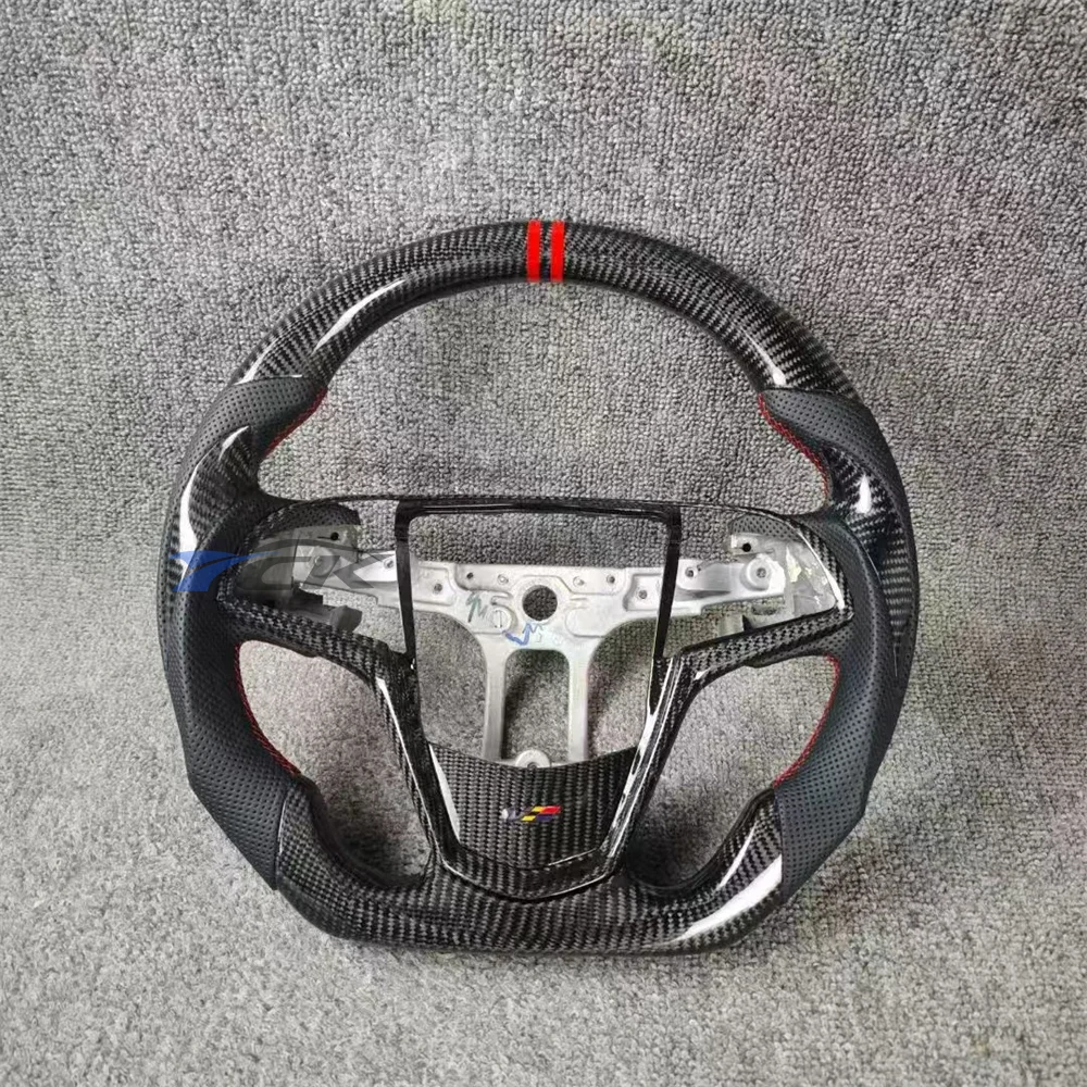 

For Cadillac ATS 2010 2011 2012 2013 2014 2015-2025 Custom Carbon Fiber Black Perforated Leather Steering Wheel