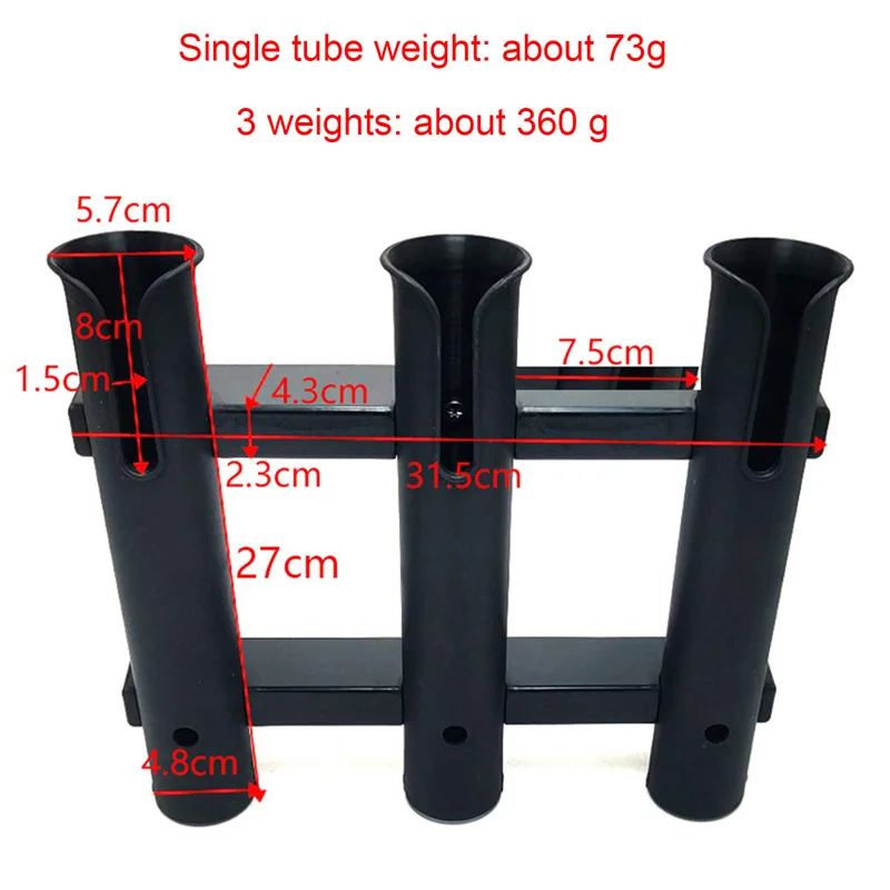 Outdoor Multifunctional Vertical 3-Link Fishing Rod Storage Holder Pole Tube Mount Bracket Rack for Marine Boat Yacht Kayak